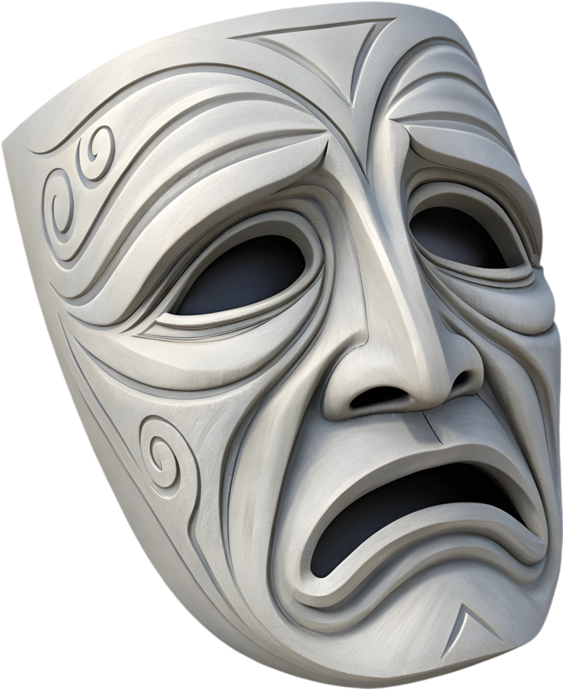 Dramatic Mask for Sorrowful Expression in Theater. . png