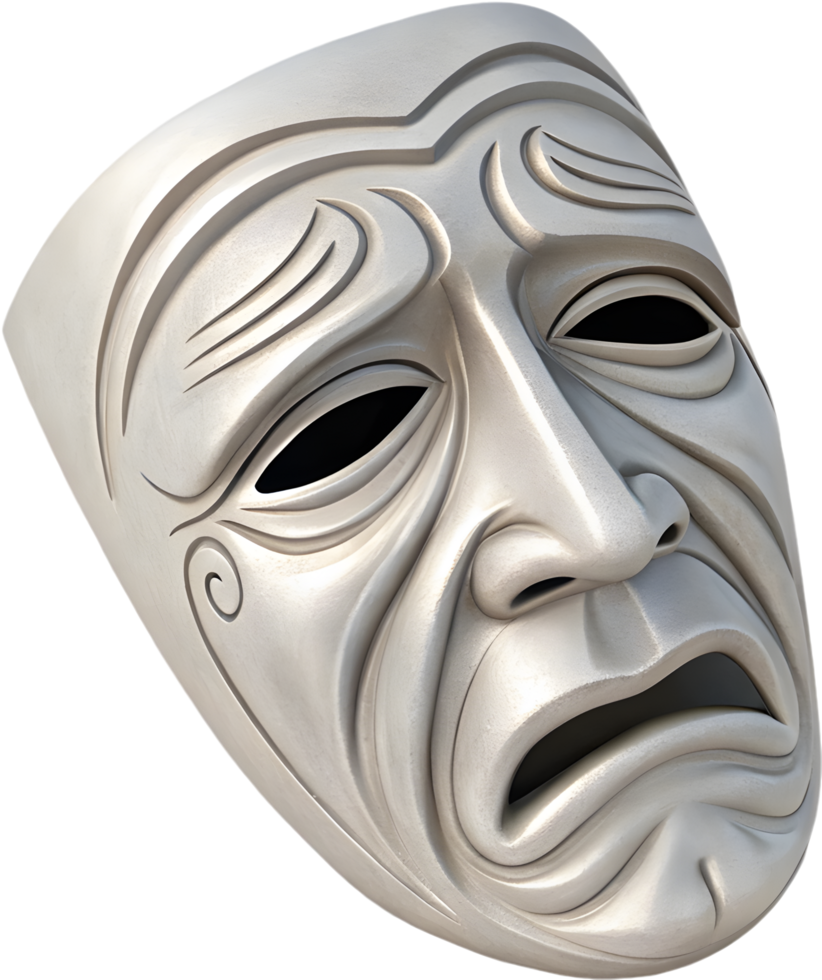 Theater Mask Clipart Featuring Tragic Emotion. . png