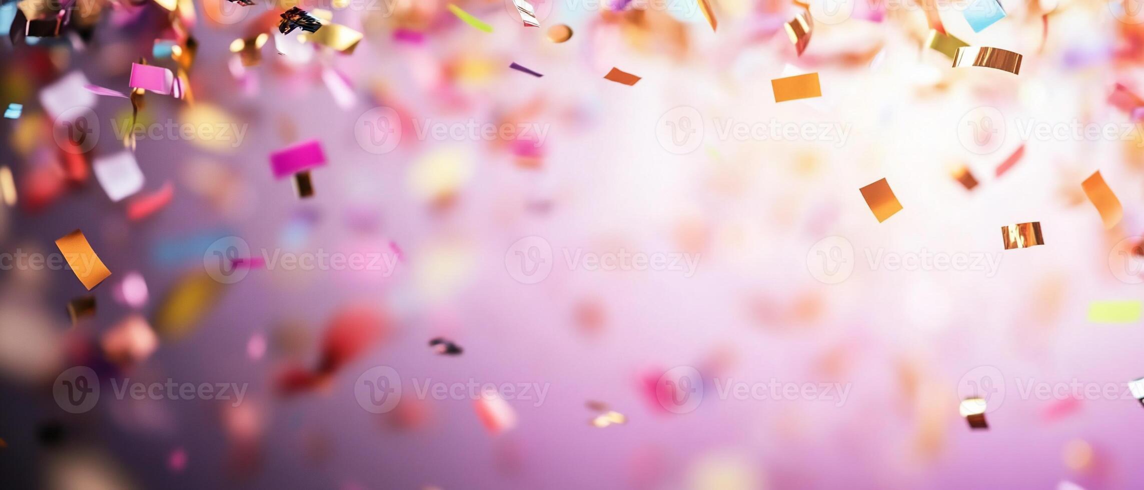 Confetti falling on a colorful background photo