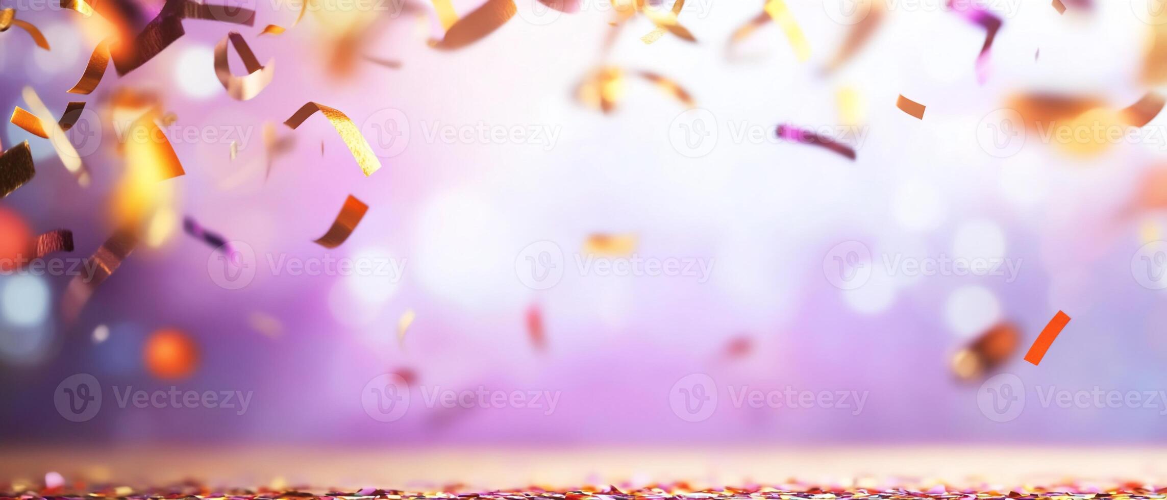 Confetti falling on a table with a blurred background photo