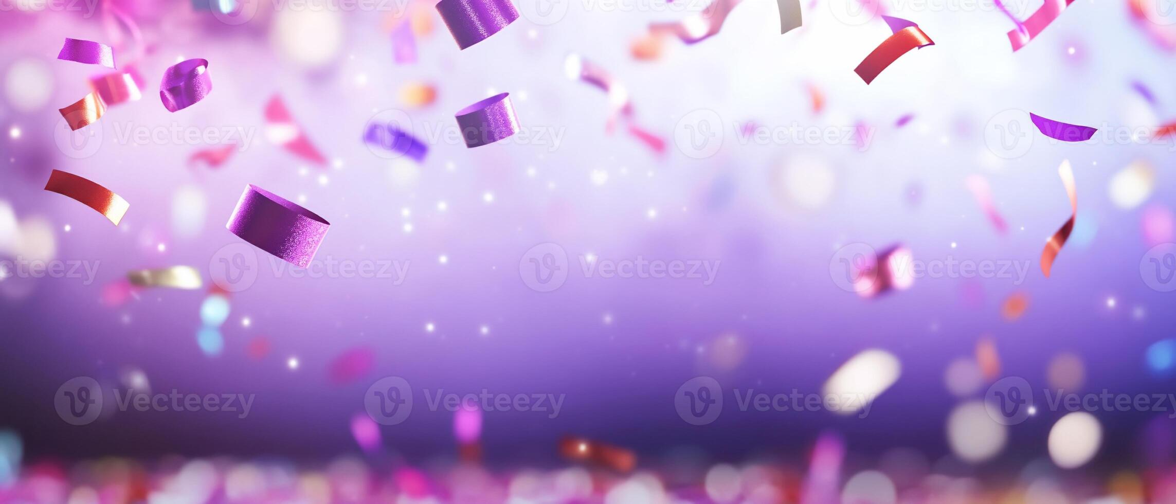 Confetti falling on a purple background photo