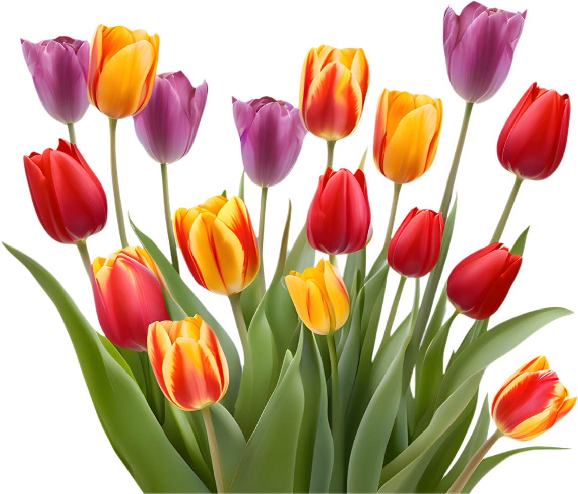 Spring Tulips Blooming in a Lively Flower Field. . png