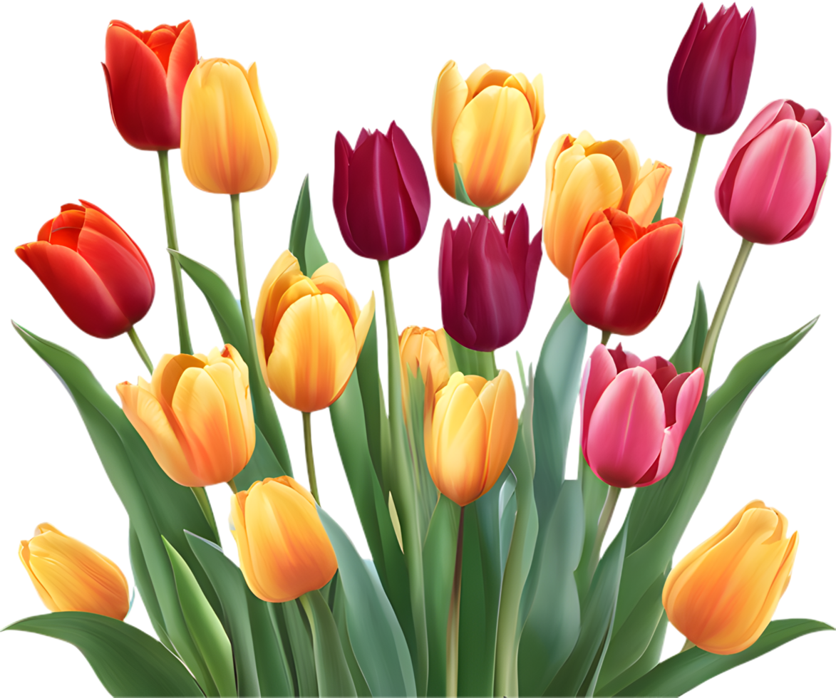 Stunning Tulips in a Colorful Flower Field Landscape. . png