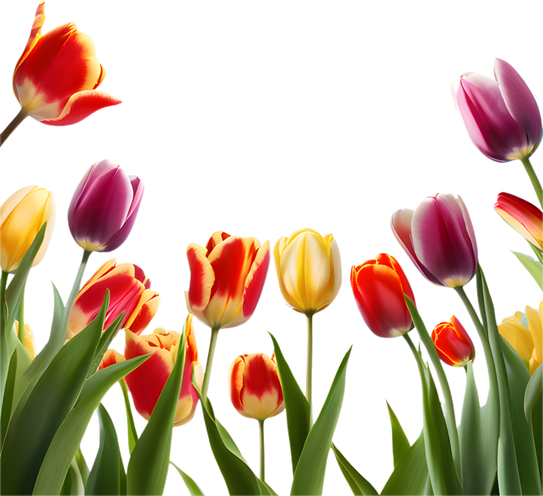 Gorgeous Tulips Blooming in a Vibrant Flower Garden. . png