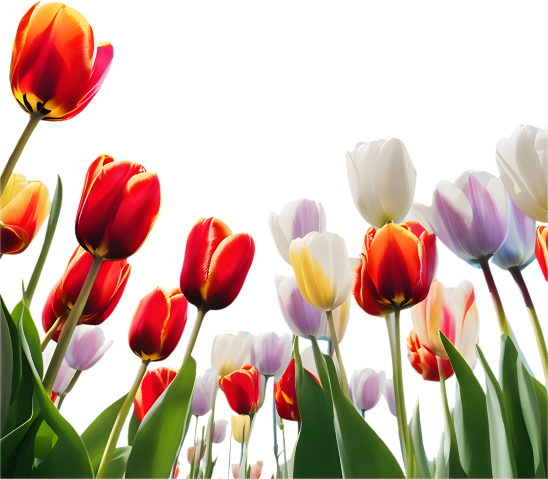 Bright and Beautiful Tulip Field in Full Bloom. . png