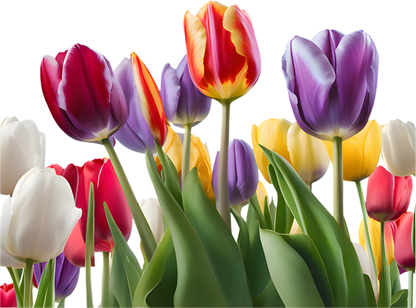 Colorful Tulips in a Beautiful Flower Field. . png