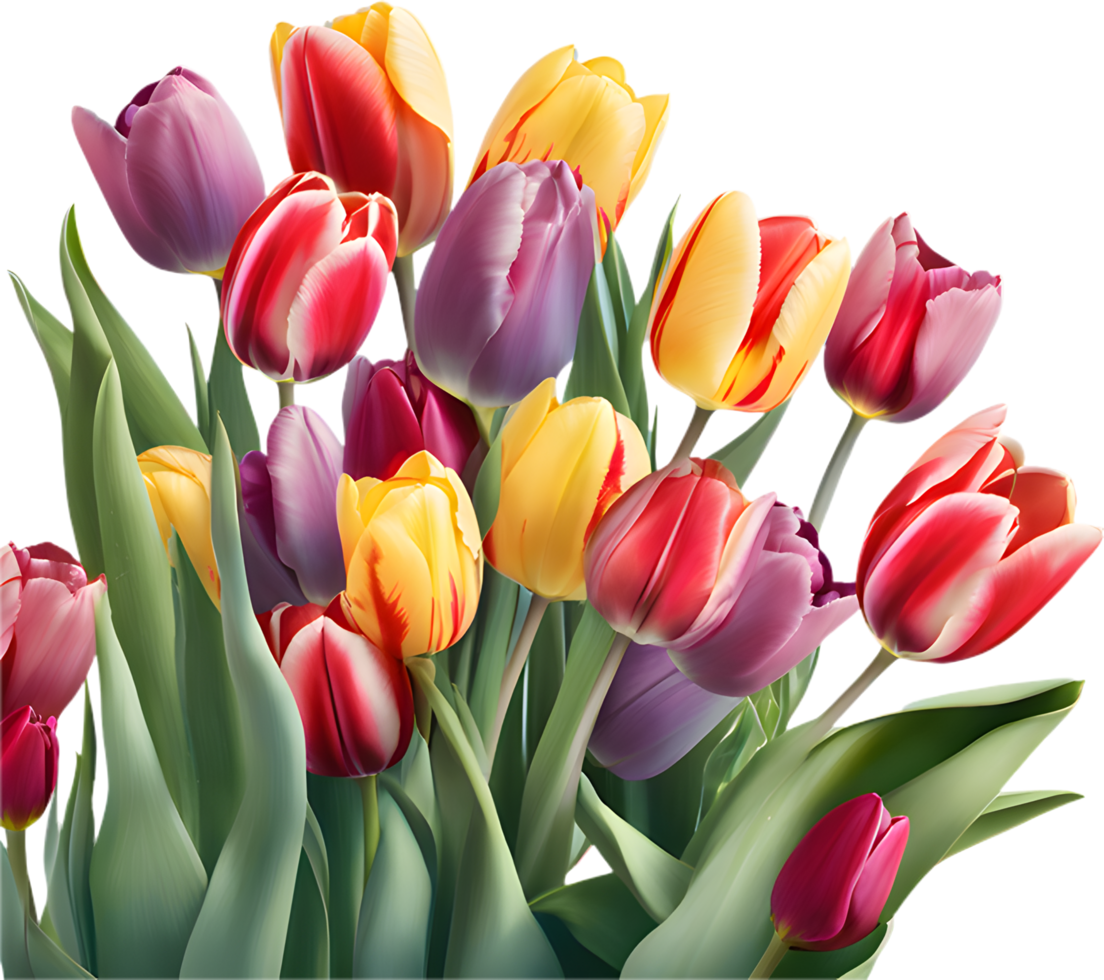 Colorful Tulip Blooming in a Vibrant Flower Field. . png