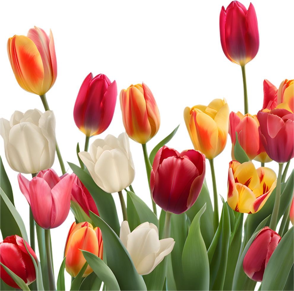Vibrant Tulip Flower Field in Springtime. . png
