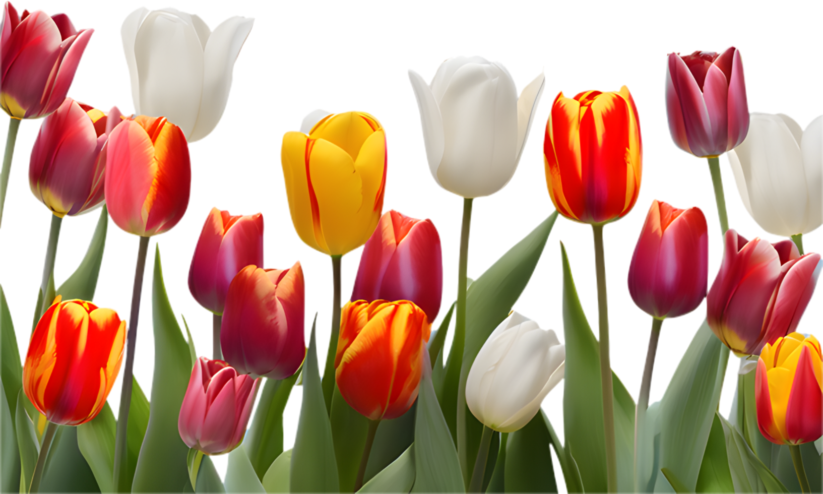 Fresh Tulips Blooming in a Vibrant Spring Field. . png