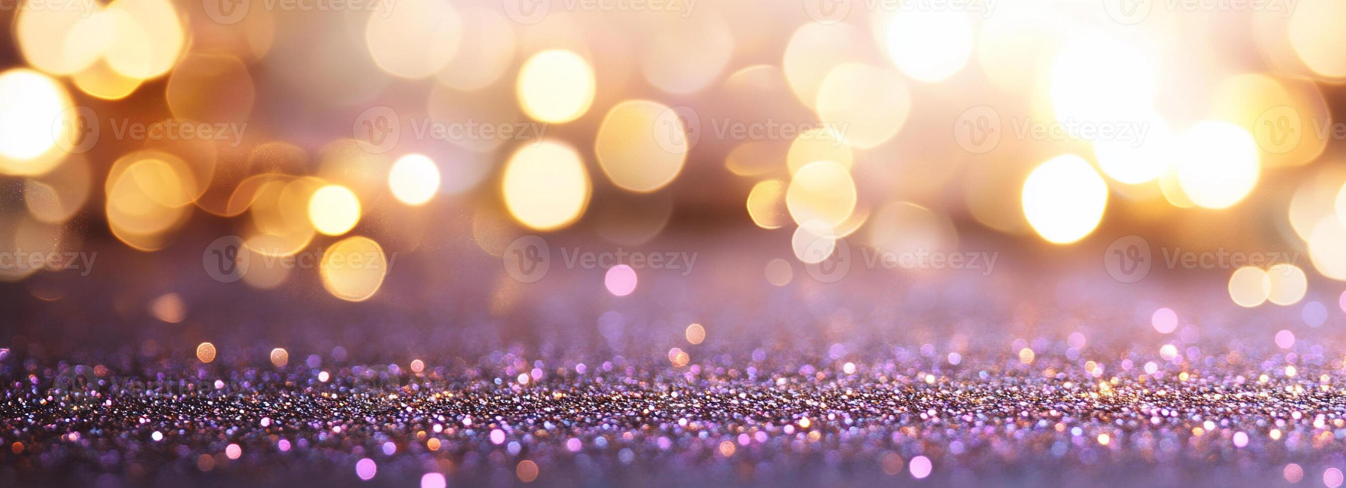 A shimmering background with bokeh lights and glittery surface. photo