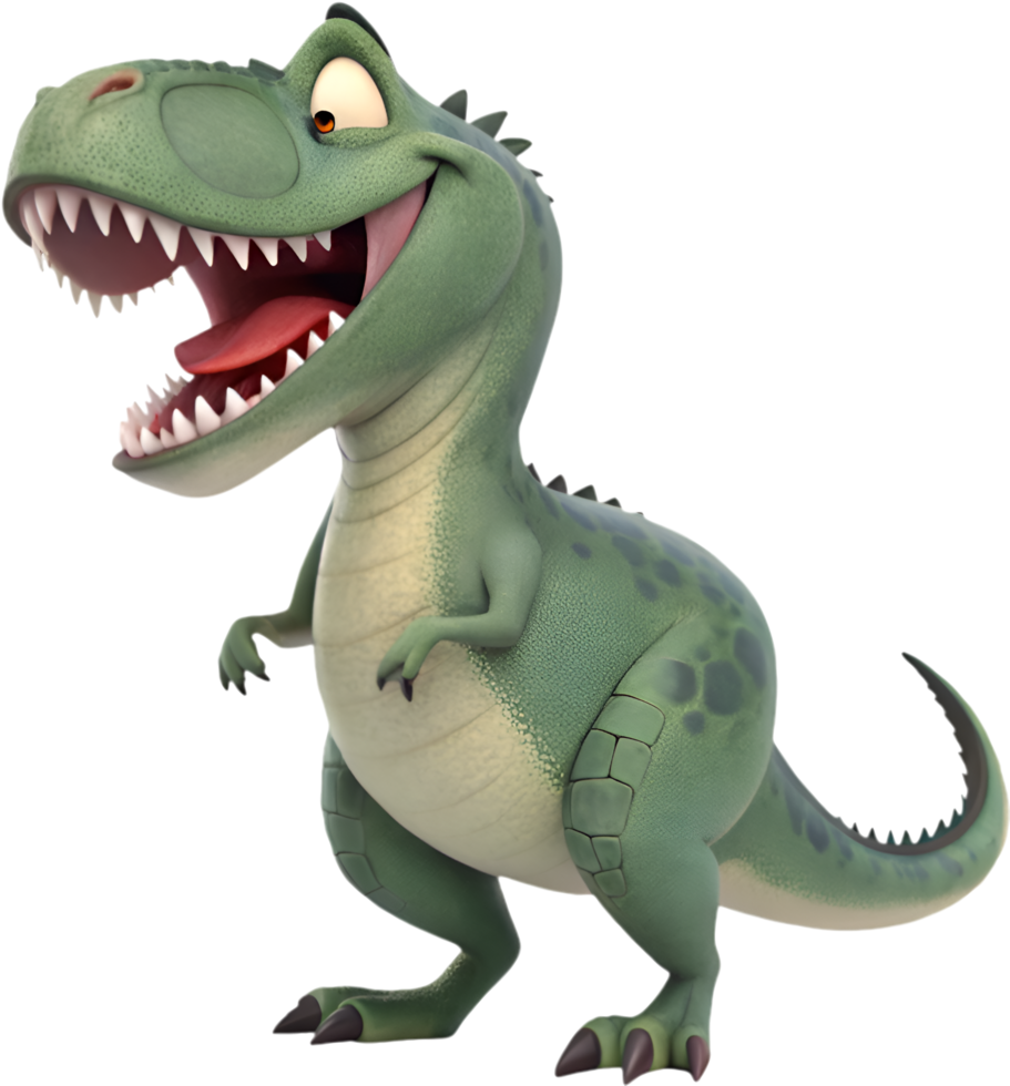 Amusing T Rex Cartoon with a Happy Dino Theme. . png