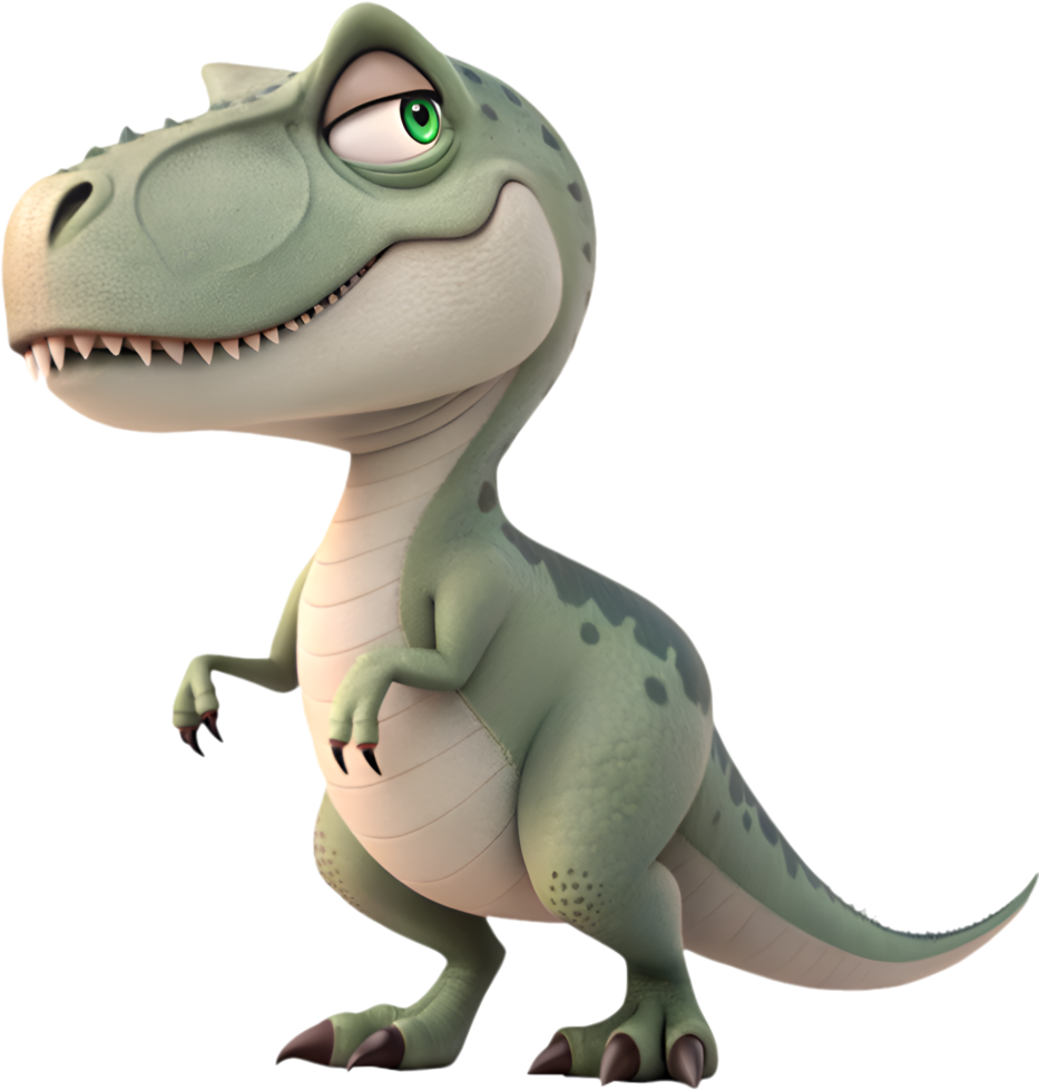 Happy Dinosaur Cartoon with a Smiling Expression. . png