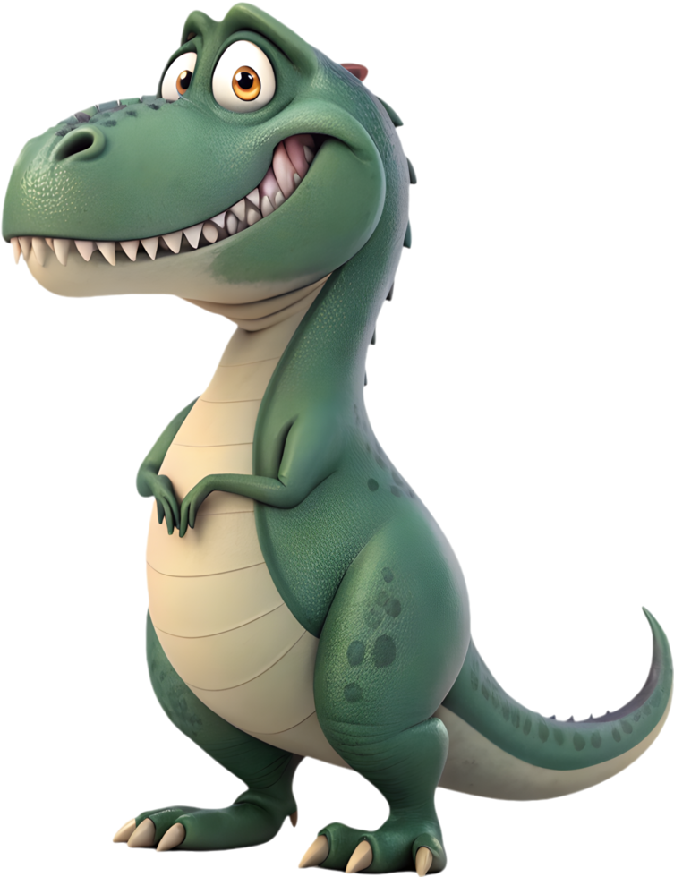Adorable Dinosaur Cartoon in a Cheerful Pose. . png