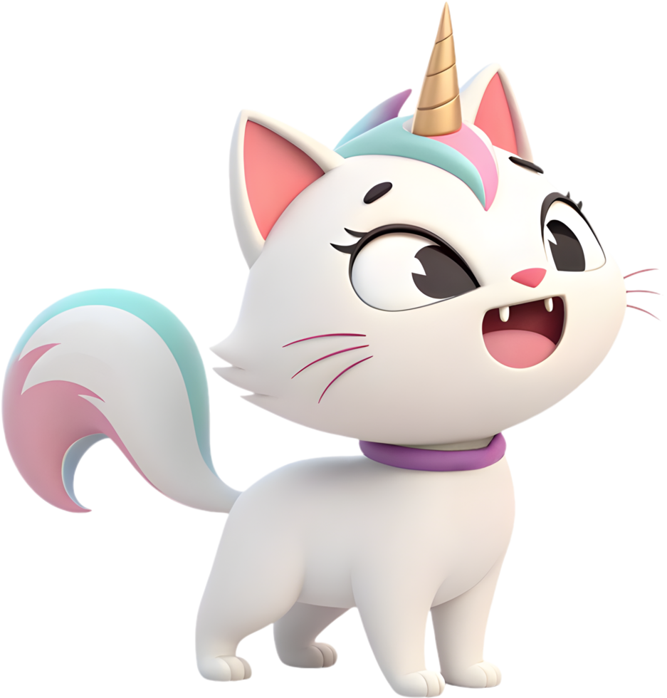 Wonder Fantasy Unicorn Cat with Celestial Glow. . png
