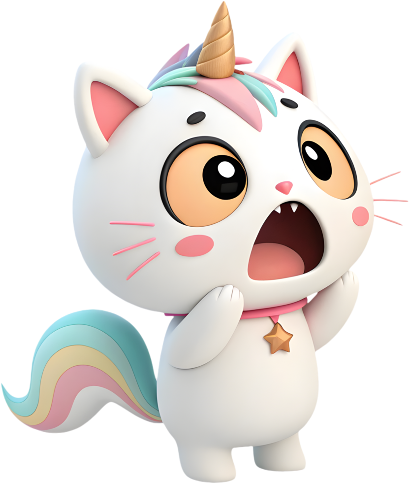 Fairy Tale Inspired Unicorn Cat with Pastel Charm. . png