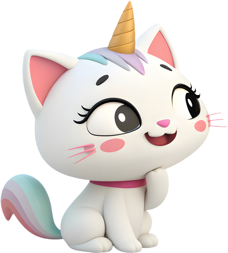 Enchanted Feline Unicorn Cat with Fairy Tale Charm. . png