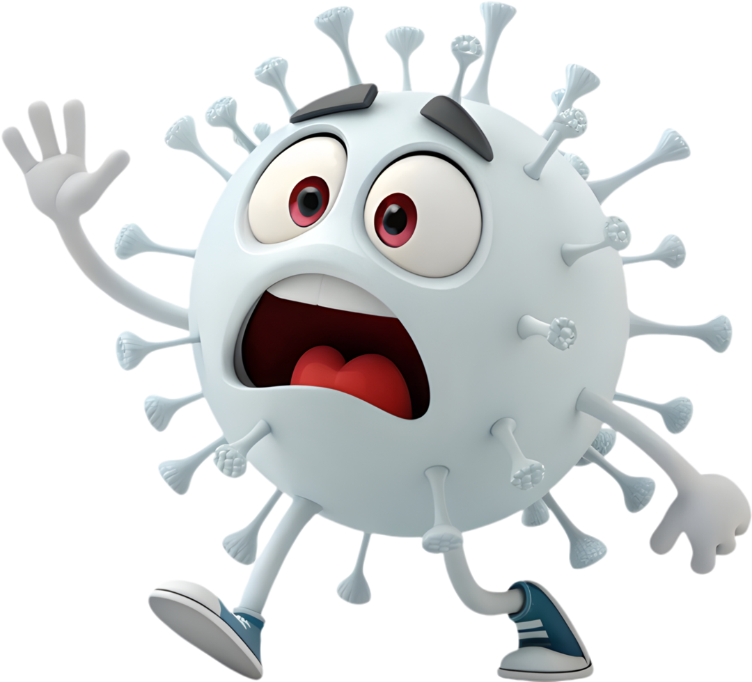 Bizarre and Playful Virus Cartoon with a Cheerful Look. . png
