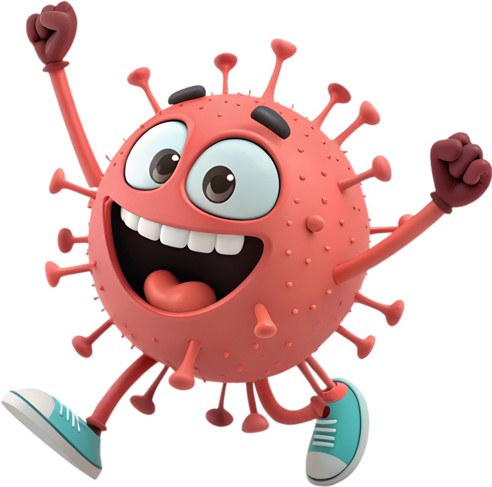 Wacky and Whimsical Cartoon Virus with a Funny Expression. . png