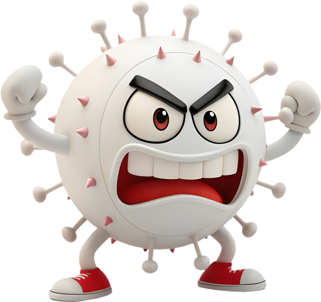 Animated Virus Character with a Quirky and Goofy Smile. . png