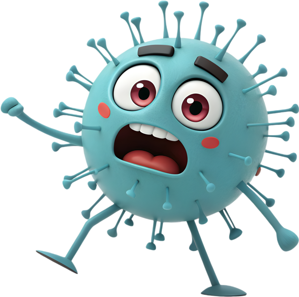 Cheerful and Colorful Cartoon Virus with a Unique Look. . png