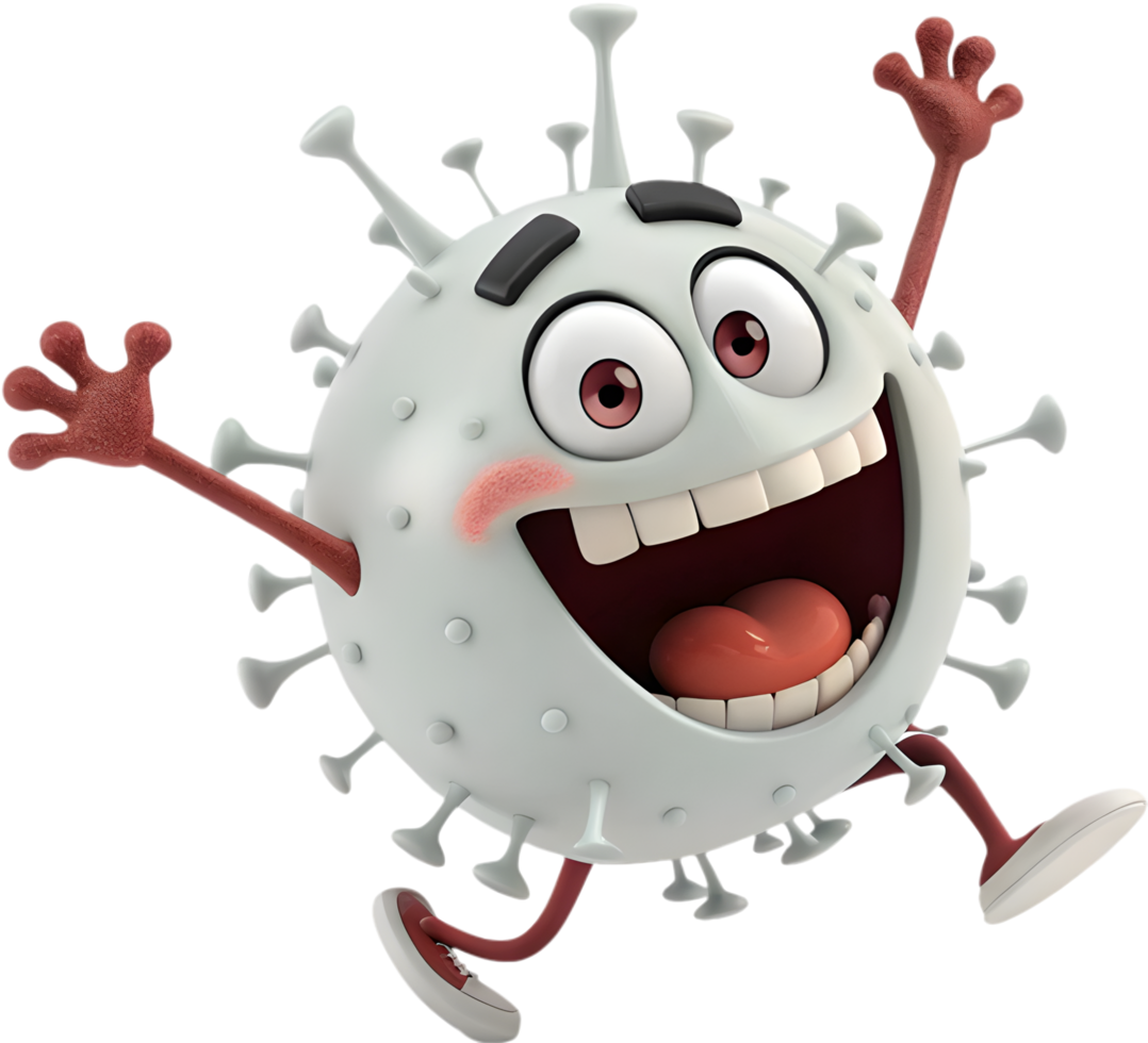 Joyful and Goofy Virus Cartoon with a Playful Personality. . png