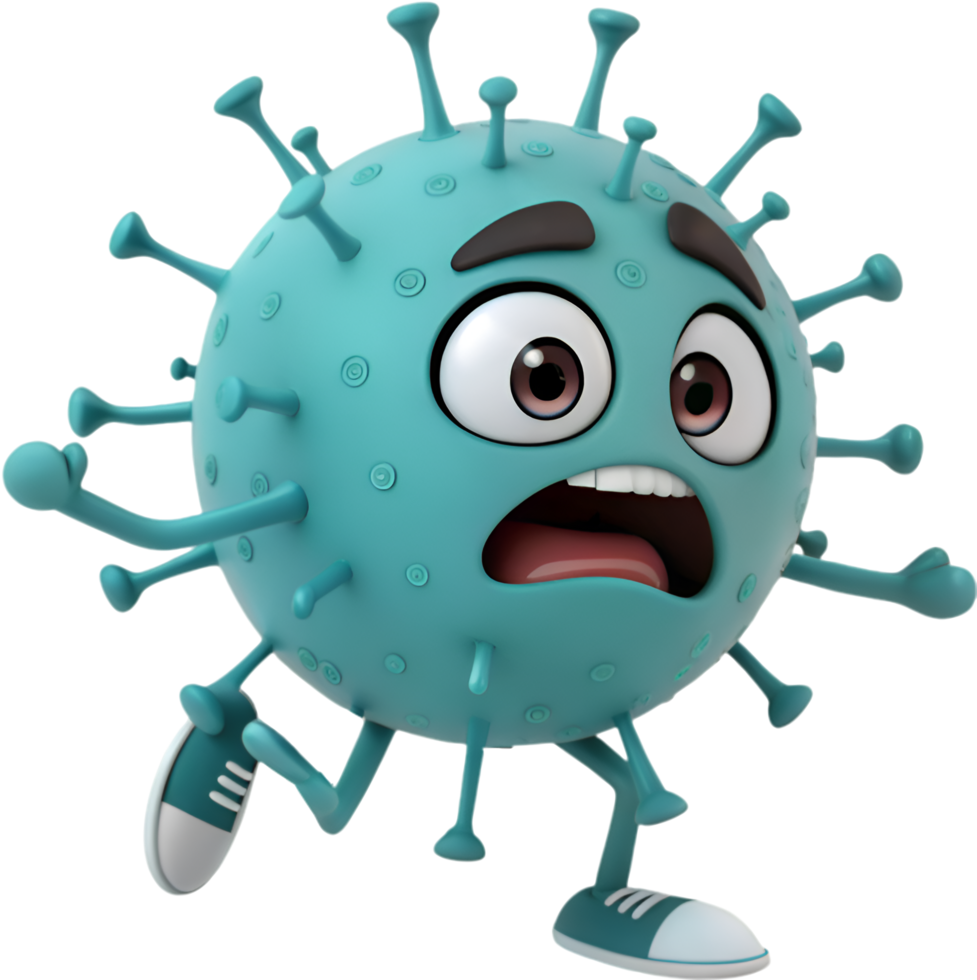 Expressive Virus Cartoon with a Lively and Silly Face. . png