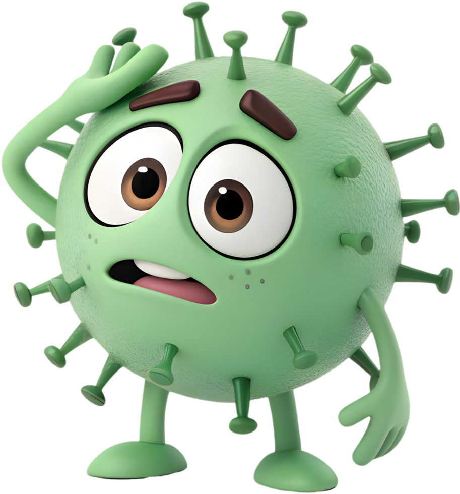 . Bizarre Virus Cartoon with a Cheerful and Artistic Twist. . png
