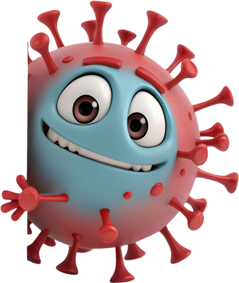 Whimsical Virus Cartoon Full of Colorful and Creative Energy. . png