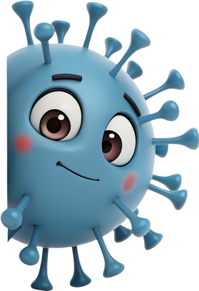 Quirky Virus Cartoon Character with Funny Expression. . png