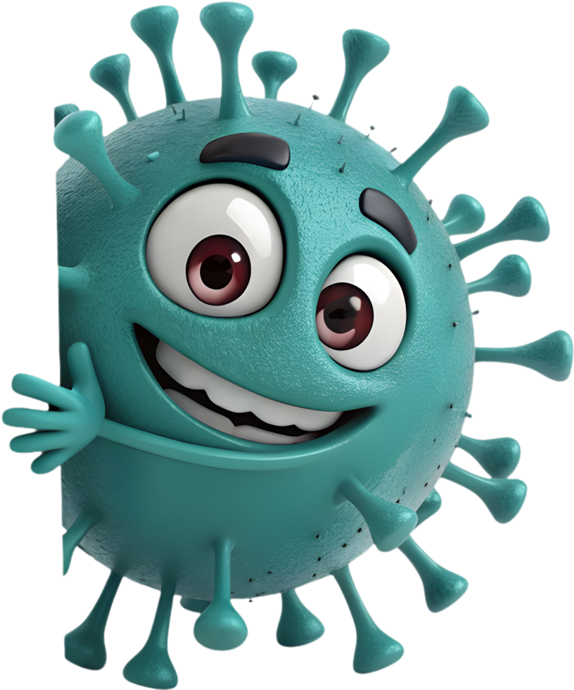 Wacky Cartoon Virus with Goofy Face and Playful Look. . png