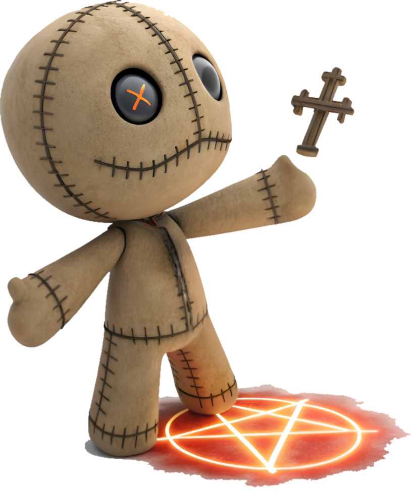 Spooky Handmade Doll With Uncanny Cursed Aura. . png