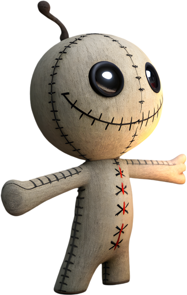Creepy Supernatural Voodoo Doll With Haunted Stitched Style. . png