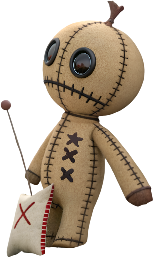 Enchanted Voodoo Doll With Uncanny Playful Look. . png
