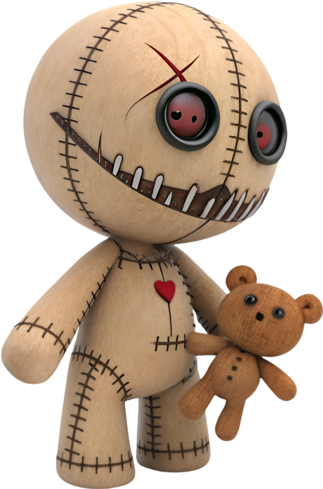 Stitched Voodoo Doll With Gothic Spooky Aesthetic. . png
