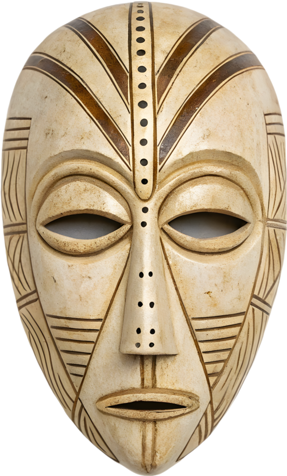 Ritualistic African Voodoo Mask Clipart for Mysterious Projects. . png