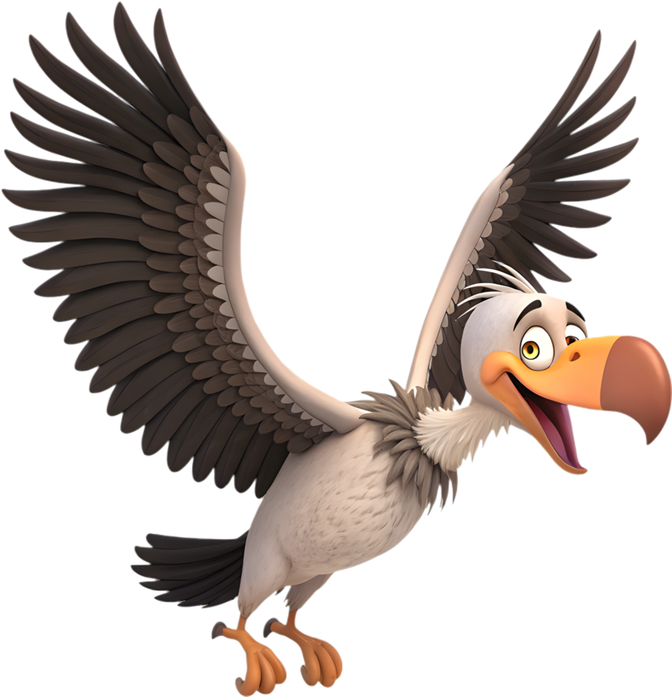 Quirky Vulture Animal Illustration Perfect for Cartoon Projects. . png