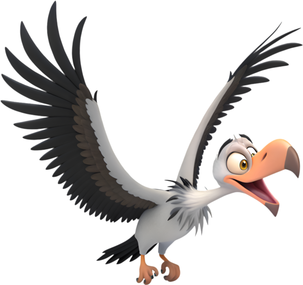 Cartoon Vulture Illustration with Unique Animal Character Design. . png
