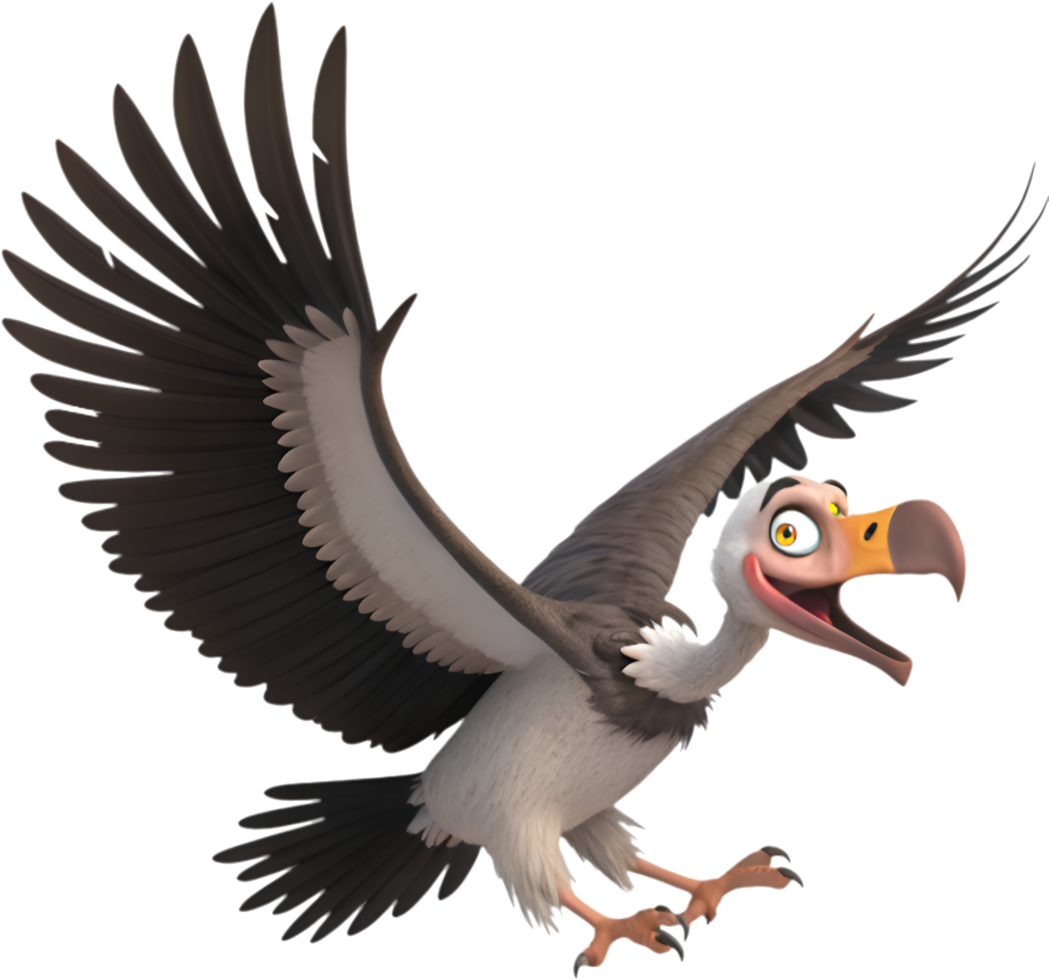 Majestic Vulture Animal Character Clipart with Detailed Feathers. . png