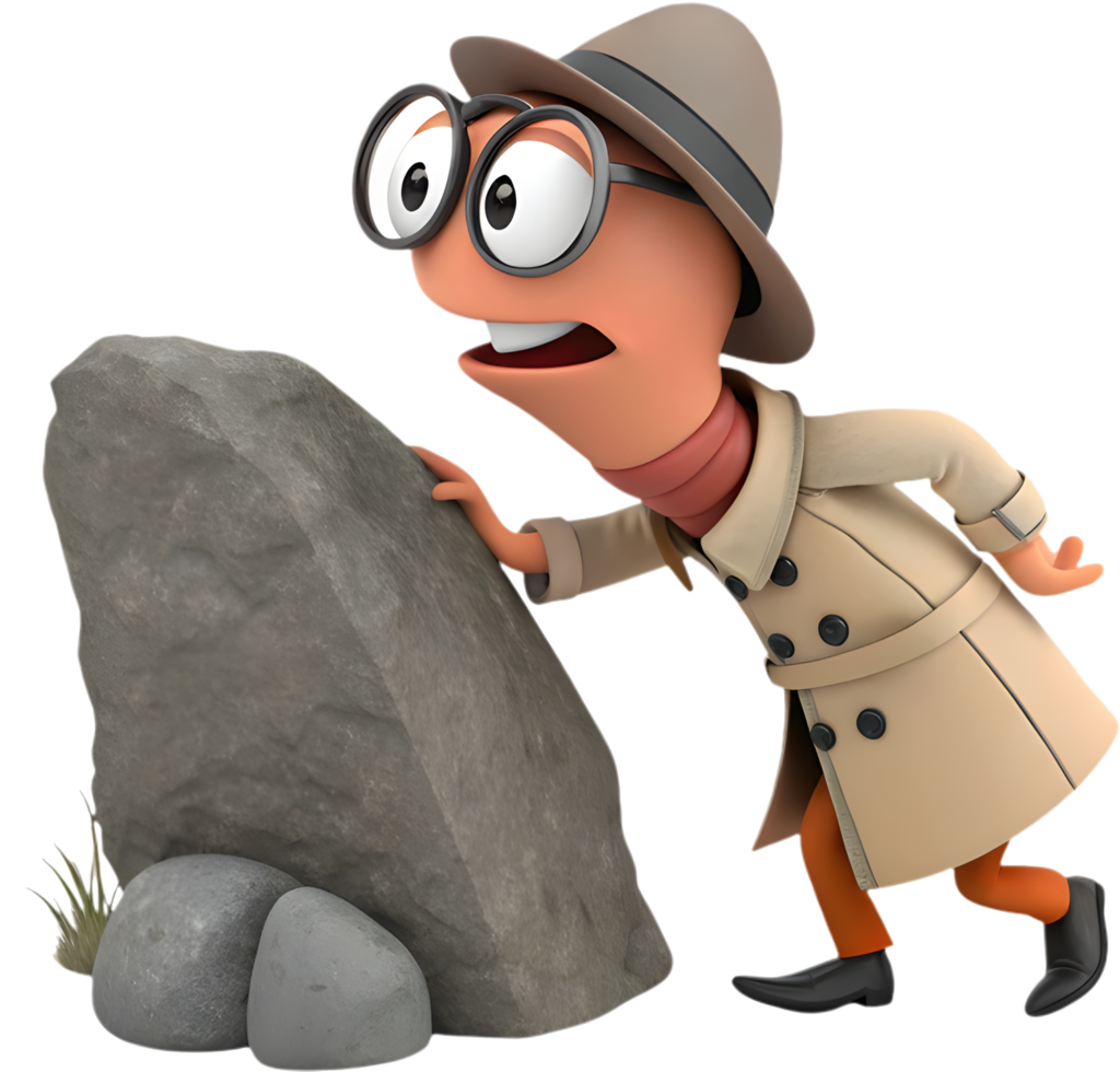 Friendly animated worm character for fun and joyful illustration use. . png