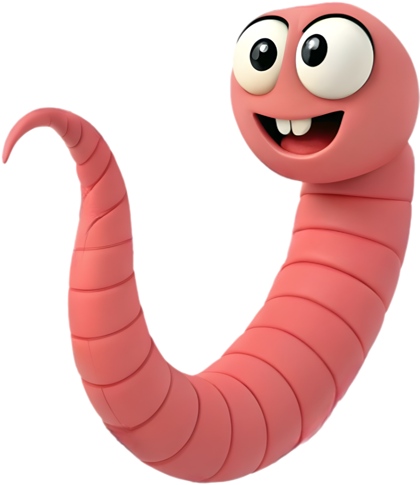 Fun cartoon worm with a lively personality for colorful artwork. . png