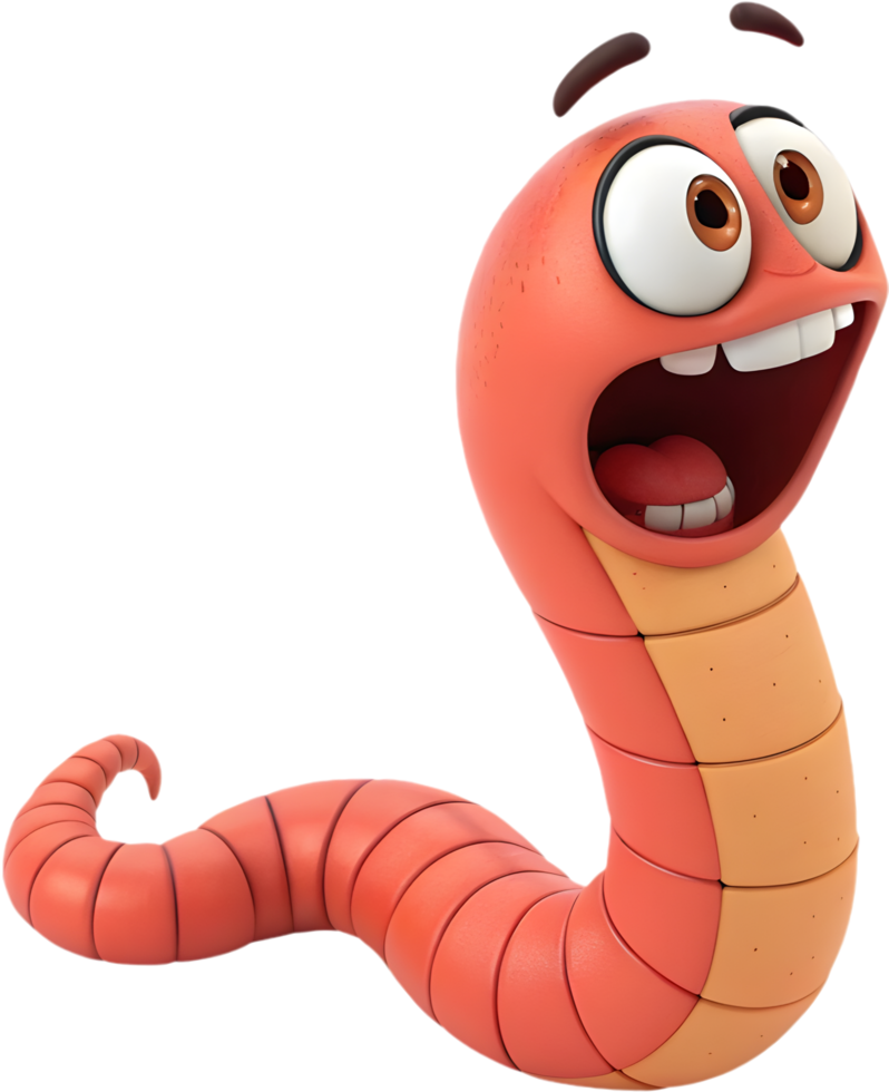 Lively cartoon worm character for vibrant and playful illustrations. . png
