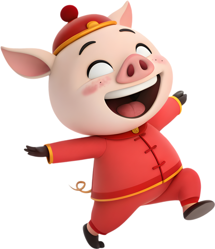 Digital Clipart of Zhu Bajie Pigsy Cartoon Character for Designs. . png