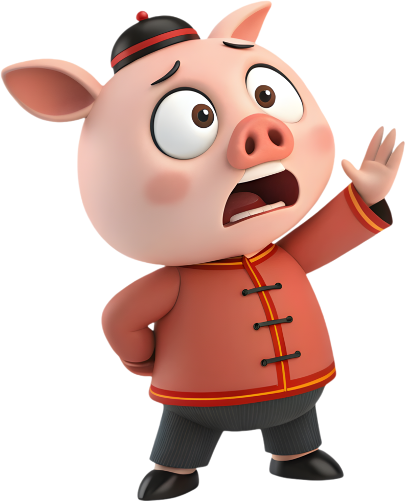 Mythical Zhu Bajie Pigsy Cartoon Character in Cute Style. . png