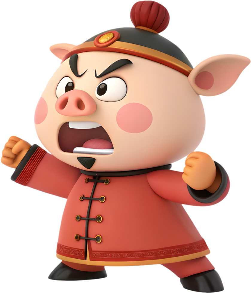 Traditional Chinese Mythology Zhu Bajie Pigsy Cartoon for Art. . png