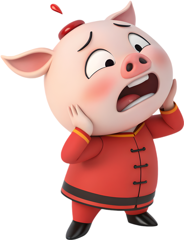 Creative and Playful Zhu Bajie Pigsy Cartoon for Use in Designs. . png