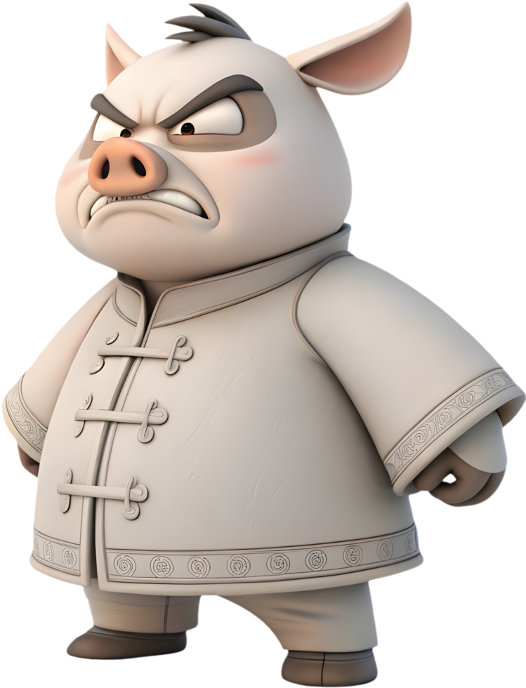 High-Quality Cartoon Zhu Bajie Pigsy Character for Clipart Use. . png
