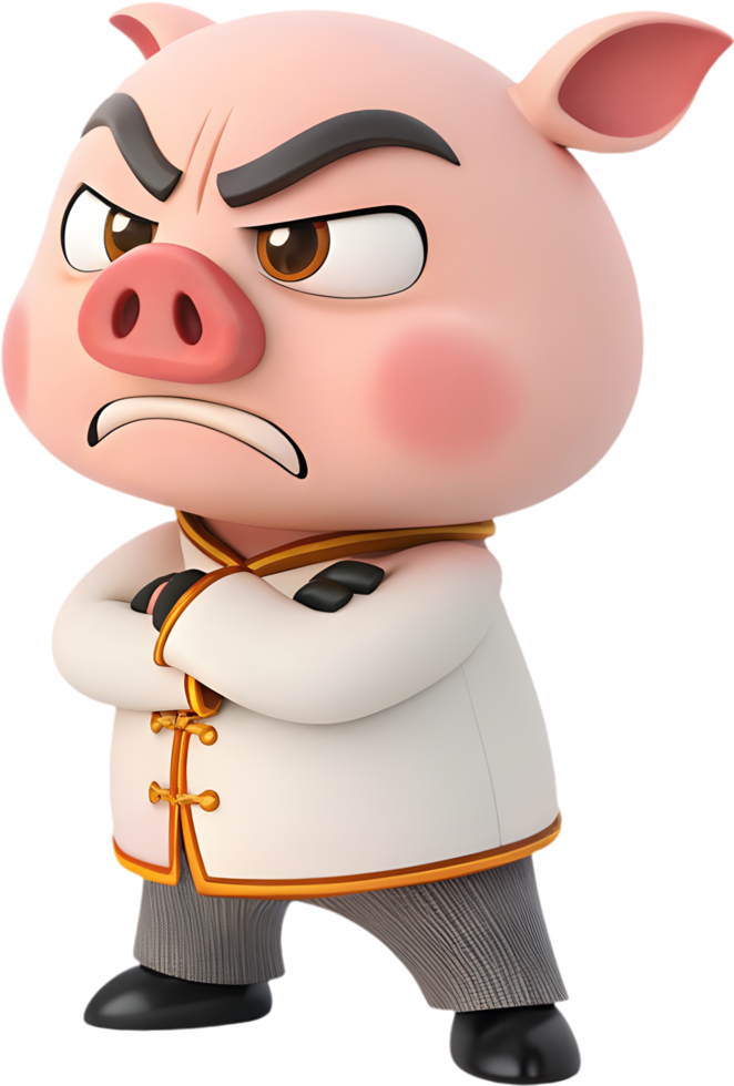 Unique Zhu Bajie Pigsy Cartoon Character for Mythical Art. . png