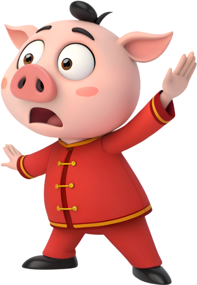 Digital Art of Zhu Bajie Pigsy Cartoon for Creative Use. . png