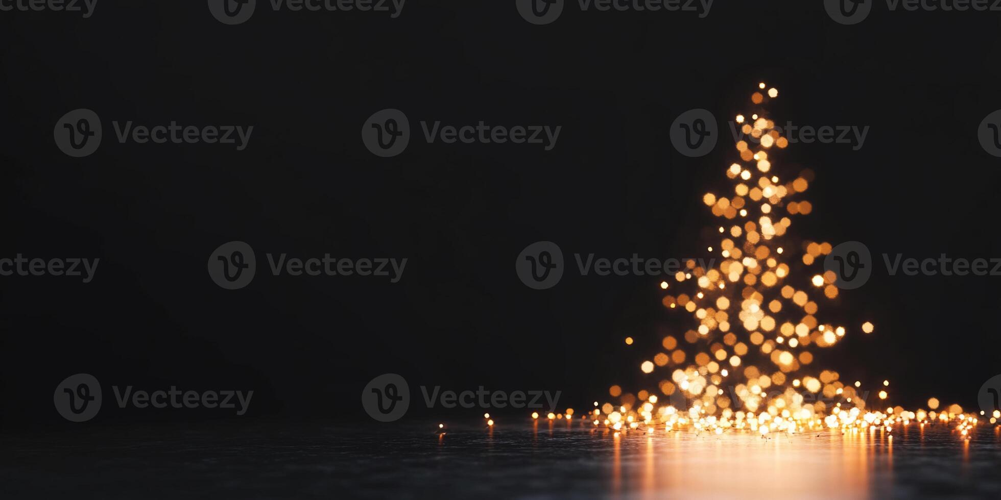 A glowing, abstract representation of a Christmas tree with lights. photo