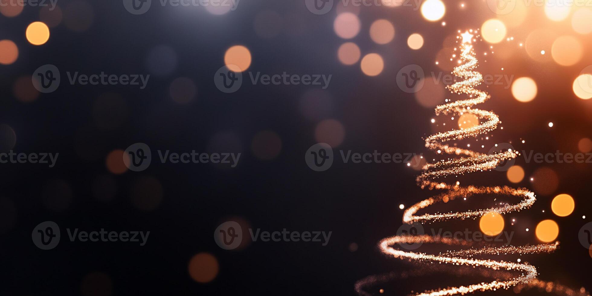 A sparkling abstract Christmas tree design with festive bokeh lights. photo